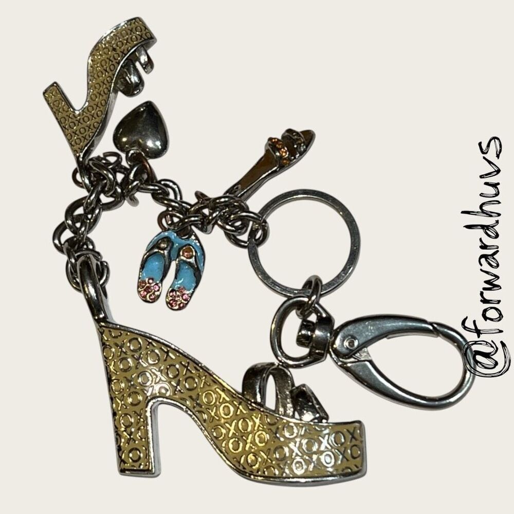 Multi-Charm Fashion Keychain – High-Heel Shoes, Flip-Flops, Heart & Slide